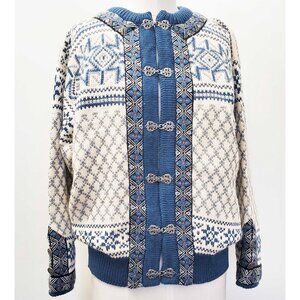 Dale of Norway Women's  Wool Metal Clasp Nordic Fair Isle Knit Cardigan Sweater